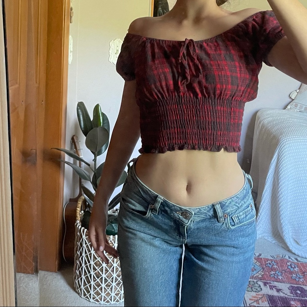 plaid top